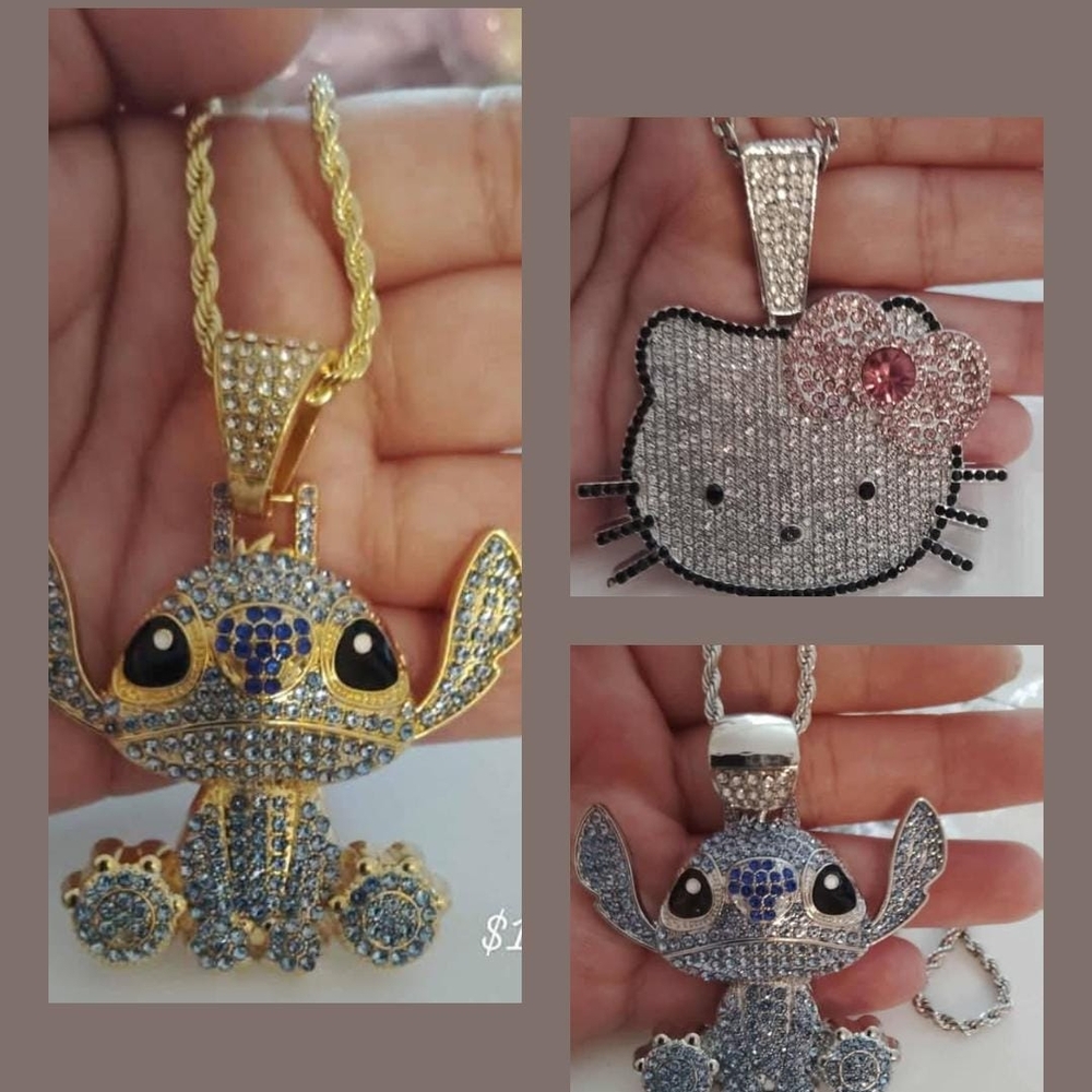 Gold and Silver Crystal Pendant Necklace
